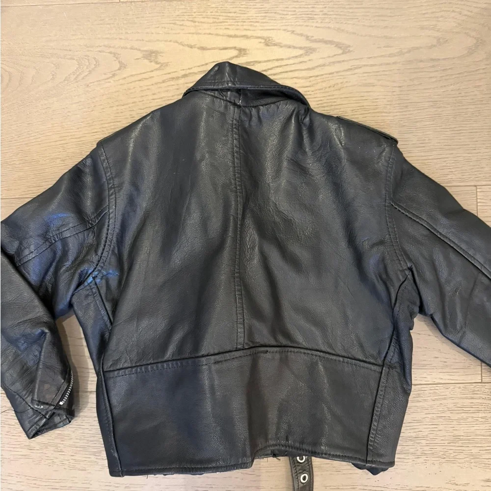Unik Kids Black Leather Biker Jacket